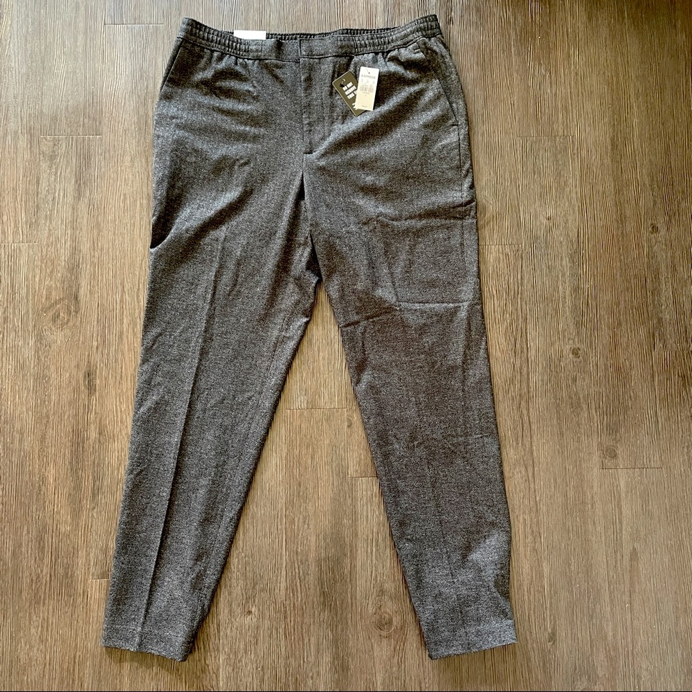 Express Extra Slim Charcoal Herringbone Luxe Comfort Soft Jogger Dress Pant